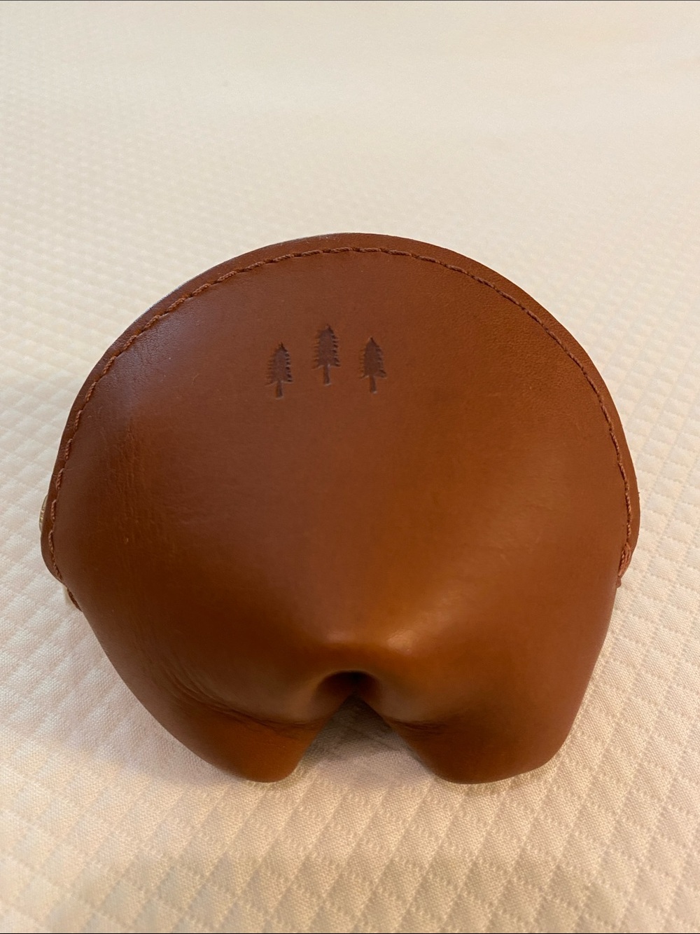 Portland Leather Goods Honey Brown Tan Fortune Cookie Zippered Pouch Bag Wallet